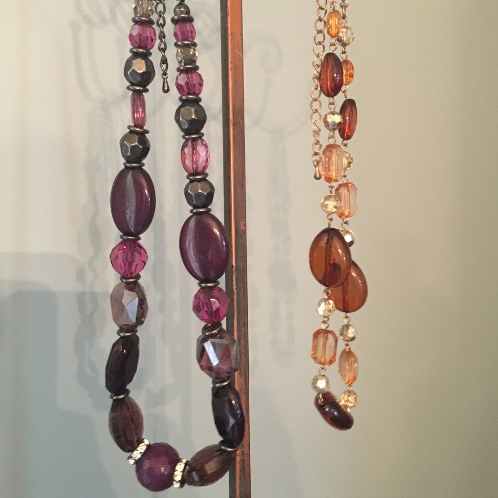 2 adjustable link choker necklaces